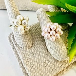 Set of 2 Vintage Costume Pearl Rings